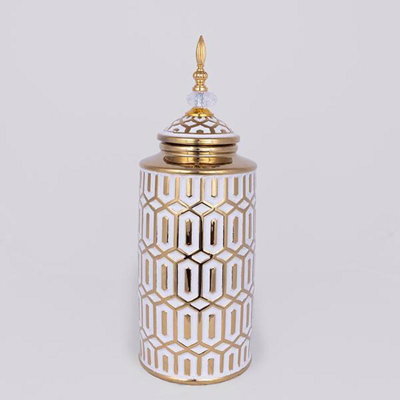 ESTHETI home - ΣΗΜΑΝΤΙΚΟ: Σε περίπτωση διαφοράς τιμής από το κατάστημα ισχύει παντα και μόνο η τιμή του καταστήματος ESTHETI home Βάζο Κεραμικό/Μεταλλικό Λευκό/Χρυσό Φ16.9x